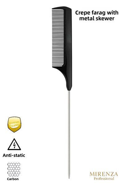 mirenza cosmetic Μαύρη ίσια χτένα κρεπ με μεταλλικό στέλεχος - Επαγγελματική ...
