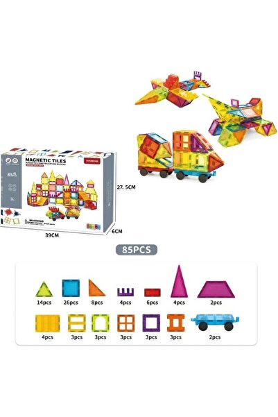 TOYSTURKA Magnetic Tiles Colorful 85 Pieces Magnetic Building Magnetic Blocks