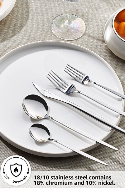 Karaca Porto 30 Piece 6 Person Cutlery Set Platinum