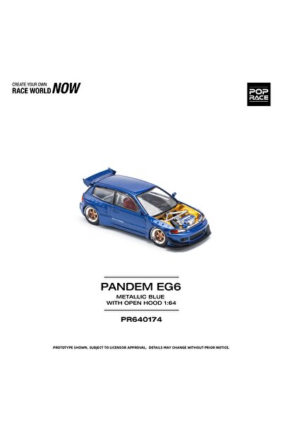 pop race 1 64 باندم إي جي 6 أزرق معدني – نموذج سيارة دايكاست بغطاء قابل للفتح