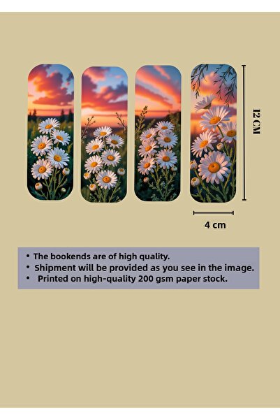 VORACRAFT 4-Piece Daisy Sunset Landscape Themed Bookmark Set Ucb008
