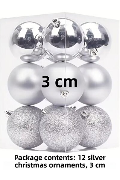 madamini 12 bucăți de ornamente pentru brad de Crăciun, 3 cm, cu sclipici și ...