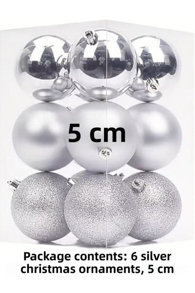 madamini 6 коледни украшения за елха 5 см Блестящи и лъскави малки сладки топ...