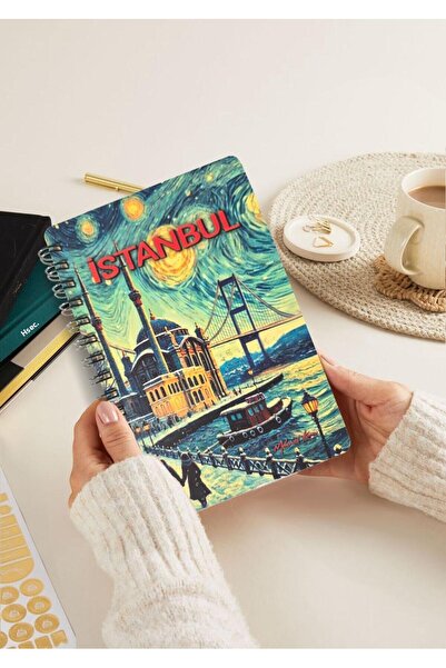 Mia Pera Glitter Notebook Istanbul A5 New Year Unlined Spiral 14X21 cm Ortaköy