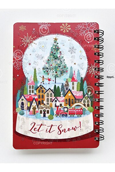 Mia Pera Glitter Notebook A5 New Year Unlined Spiral 14X21 cm Christmas Snow Globe Pattern