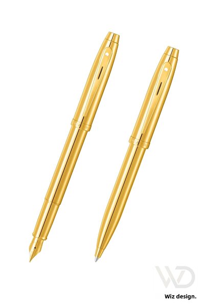 Sheaffer مجموعة أقلام حبر جاف من سلسلة 100 باللون الذهبي مع صندوق هدايا خاص