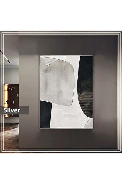 Harikabirev HARICABIREV | MODEL GEOMETRIC ABSTRACT GRI BOHEM | TABLO CU STICLA TEMPLATĂ CU CADRU, SIMPLĂ, VERTICALĂ