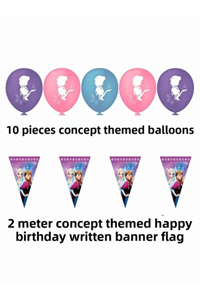 Frozen Elsa Frozen Metalized Table Skirted 8-Person Birthday Party Supplies Ornaments Set