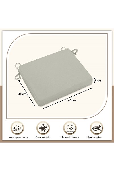 Evim Canvas 4-Piece Rock Salt Liquid-Proof Stain-Proof Zippered Lace-Up Chair Cushion 40 X 40 cm