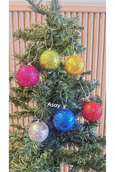 asöy Ornament pentru brad de Crăciun 4 cm Cici Mixed Glitter Ball Ornament lu...