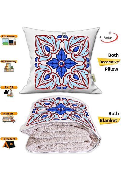 CAİSYA بطانية تلفزيون ناعمة بنمط عرقي مع وسادة زخرفية اختيارية 2 في 1