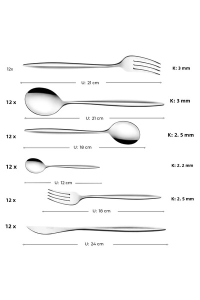 Emsan Nova 72 Piece Luxury Cutlery Set for 12 Persons