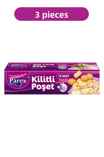 Parex Lockable Refrigerator Bag Small Size 12 Pieces 20 X 25 cm Set of Three