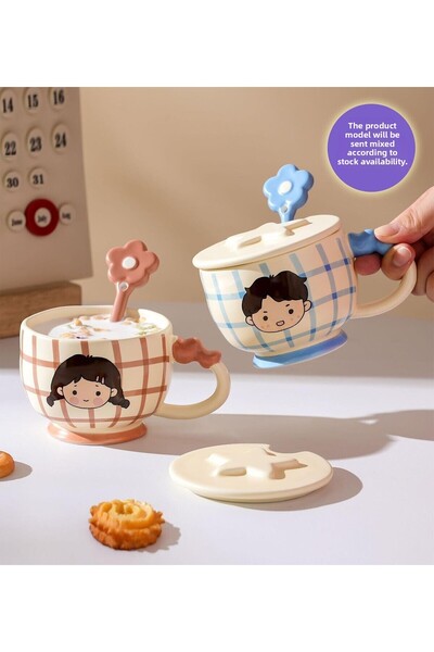 Gift Moda Pastel Squares Themed Ceramic Mug