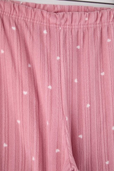 Trendyol Curve Ροζ-Μπλε Σκούρο Μπλε Πακέτο 2 Πιτζάμες Πλεκτές Χειμερινές Πιτζάμες με Αστέρια και Καρδιά TBBAW26IA00000