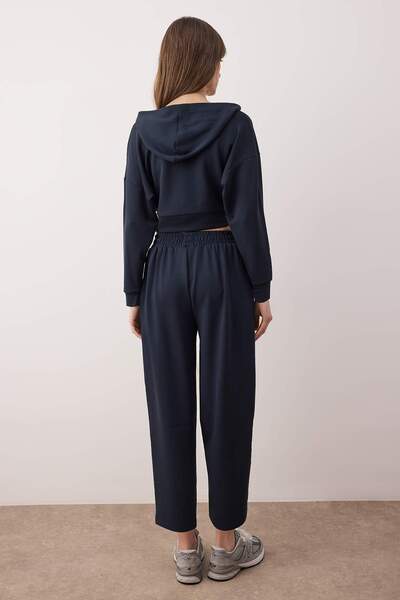 Trendyol Collection Anthracite Relaxed/Casual Fit Hooded Soft Fabric Stretch Knit Bottom - Top Set Twoaw26Au00124