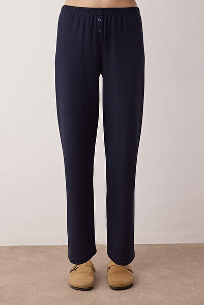 Trendyol Collection Set de pijamale tricotate cu fermoar, albastru bleumarin, moale, iarnă, THMAW26PT00186