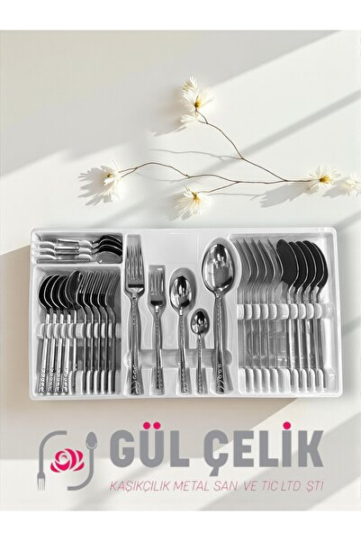 KAVEH طقم أدوات مائدة مكون من 30 قطعة لـ 6 أشخاص، طراز خرز، معبأ في صندوق، جودة 18/0