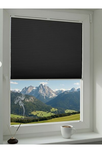 evmia home Antrasit Plise Perde Katlabilir Cam Balkon Plise Perdesi Salon Perdesi Mutfak Perdesi Ofis Perdesi