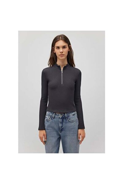 Mavi UZUN KOLLU FERMUARLI PENYE