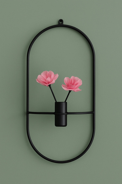 VENON 1 Adet Elips Çiçeklik Modern Dekoratif Metal Duvar Çiçeklik 20 x 40 Sal...