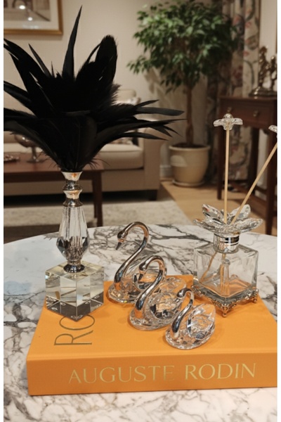 Home 1ADET KOKU ŞİŞESİ 3 LÜ METAL KAFALI KRİSTAL KUĞU1 ADET KRİSTAL KARTAL TÜYÜ