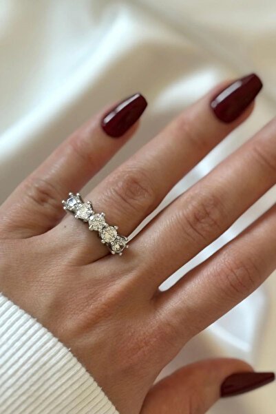 Leo'Stone Special Series Big Stone Classic 5 Stone Design Adjustable Women's Steel Ring