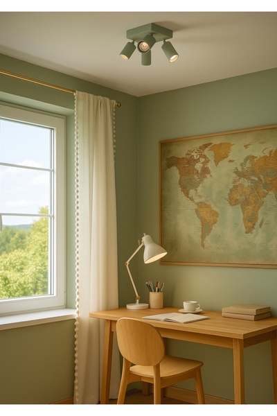 demet habek mylights 4 lü dörtlü hareketli başlık Mint Yeşili Metal Gövde GU10 LED Hareketli Tavan Spot Avize