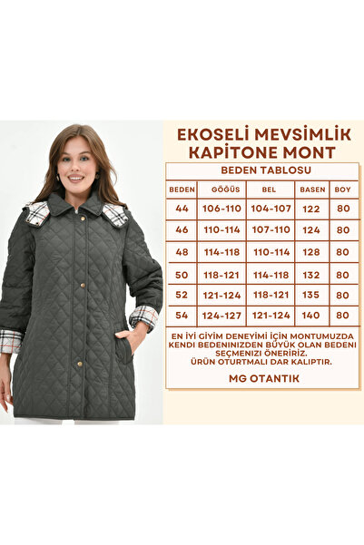 Butik Καρό εποχιακό καπιτονέ παλτό με κουκούλα - λεπτή εφαρμογή