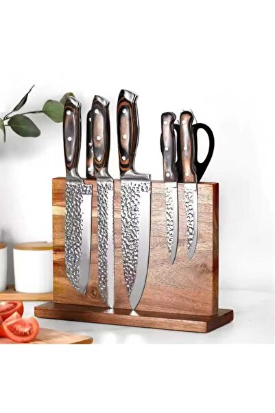 OEM Magnetic Knife Stand, Double-Sided, IZAANA TOOLS®, Acacia Wood, 29.6x21.8x10.4