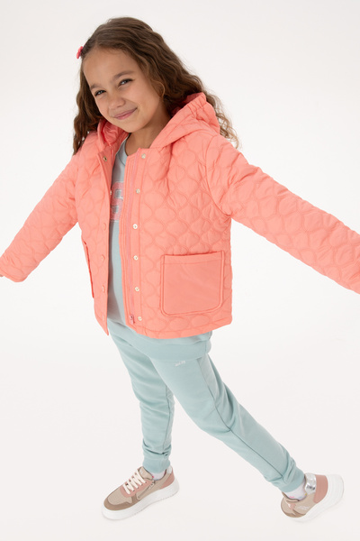 U.S. Polo Assn. Kız Çocuk Neon Pembe Kapitone Kapüşonlu Şişme Mont 50313157-VR105