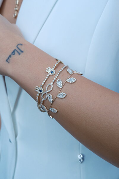 GİS JEWELRY سوار من أوراق الشجر اللامعة المرصعة بالأحجار