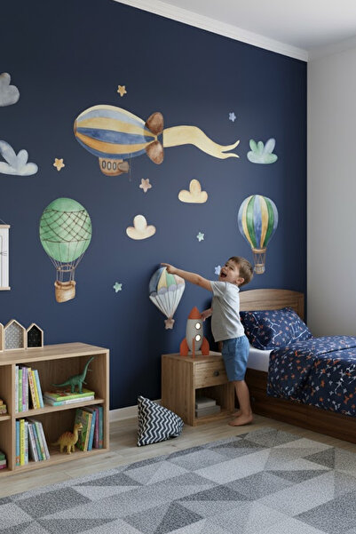 Kt Grup Uçan Balonlar Ve Bulutlar Pastel Renk Çocuk Odası Duvar Sticker Seti