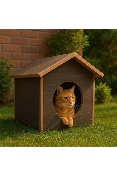 trendkonsept Sokak Hayvanlarına Dış Mekan Yağmura Soğuğa Dayanıklı Çatılı Kedi Evi