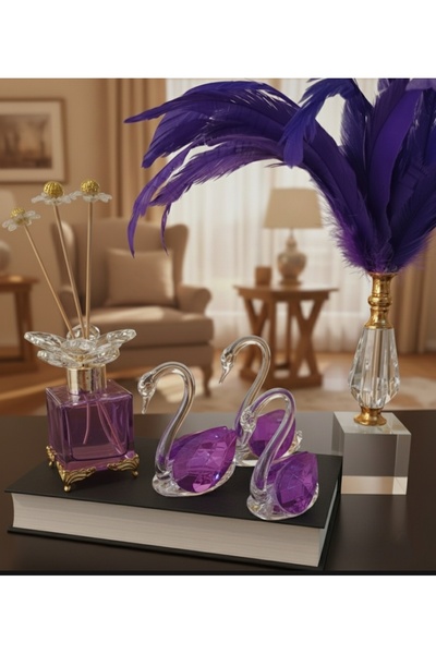 Home 1 ADET AYAKLI PARFÜM ŞİŞESİ 3 LÜ KRİSTAL KUĞU VE KRİSTAL AYAKLI KUŞ TÜYÜ