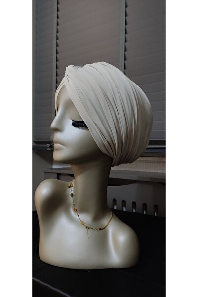 ABB Meryemcebone Tesettür Giyim Bej Düğümlu Büzgülü Çift Taraflı Bone