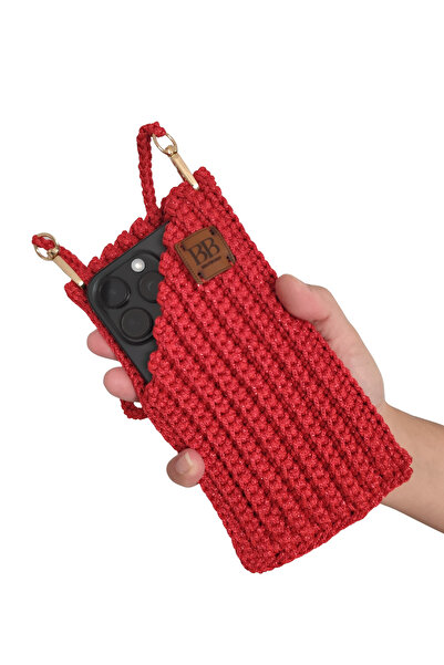 BB BİBUTİKSHOP Handmade Knitted Strap Phone Bag – Stylish and Practical Crossbody Bag Accessory