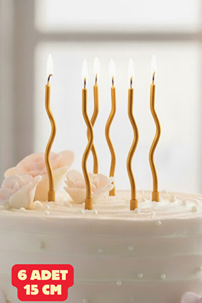 Baloncu Nene Metalik Gold Kıvrımlı 15 Cm Pasta Mumu Çoklu Paket Doğum Günü Öz...