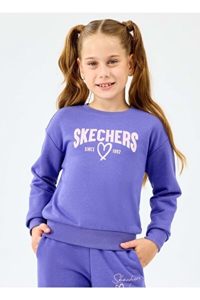 SKECHERS Sk2520080 Lw Fleece Crewneck Girl's Sweatshirt Purple