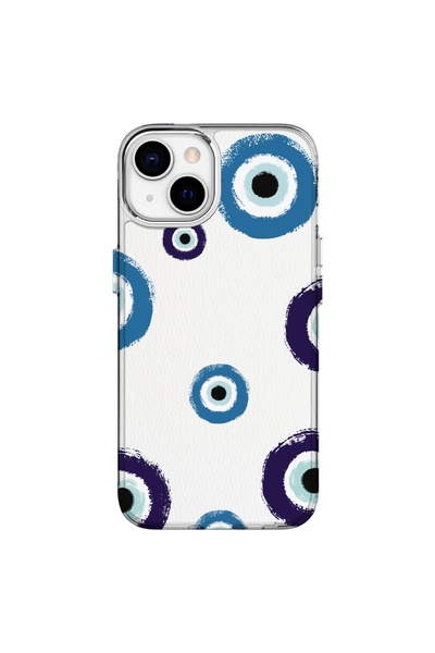 Turkuaz IPHONE 15 ÖZEL NAZAR BONCUK BASKILI LÜKS SİLİKON KILIF