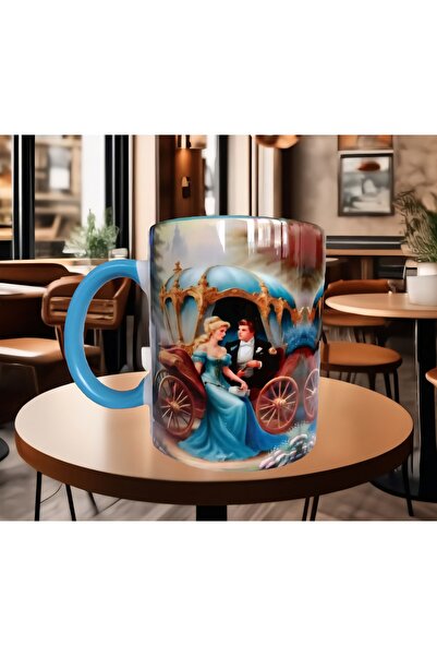 Mugs and love Mavi ay Vintage tasarım büyük boy kupa