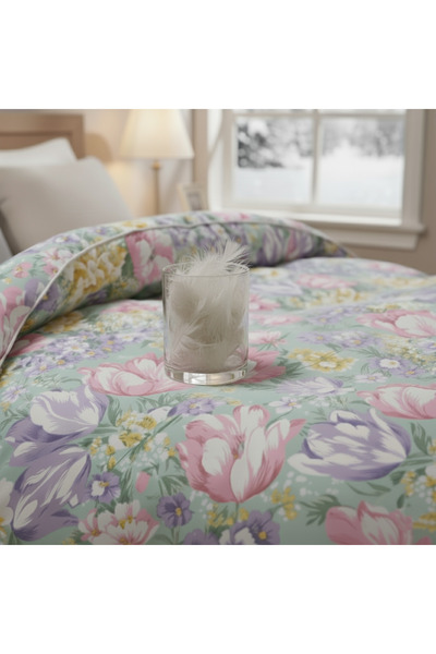 Boema Home Deco Winter duvet with goose down and feather, 140 x 200 cm, Purple flowers