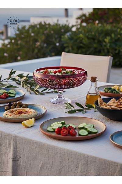 AKDEN Cut Decor Handwork 28 cm Glass Bowl