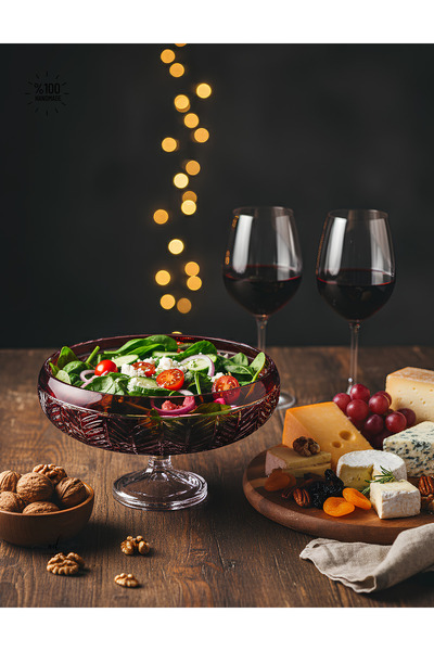 AKDEN Cut Decor Handwork 28 cm Glass Bowl