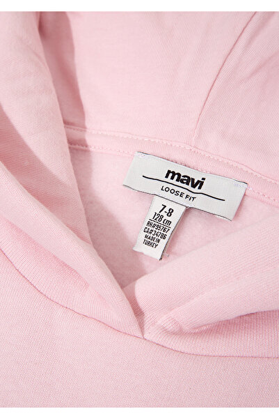 Mavi Stitch Baskılı Kapüşonlu Pembe Sweatshirt 7S10165-71007