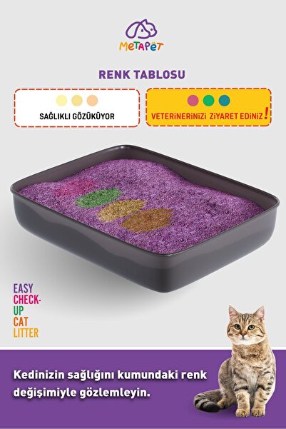 Metapet Renk Değiştiren Akıllı Kedi Kumu, Hızlı Check-up, Kokusuz Doğal Ve Topaklaşan Bentonit, 2,6 Litre