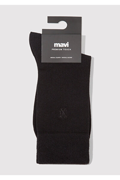 Mavi Mühür Logo Baskılı Siyah Soket Çorap 0911965-900