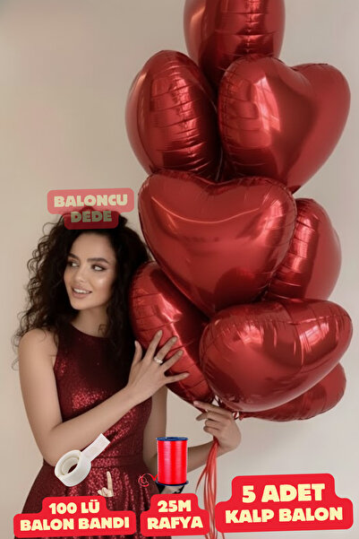 Baloncu Dede Kalpli Folyo Balon 5 Adet Helyum Uyumlu Balon Sevgili ve Özel Gü...