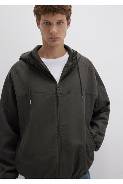 Mavi Kapüşonlu Haki Ceket Loose Fit / Bol Rahat Kesim 0110398-86764