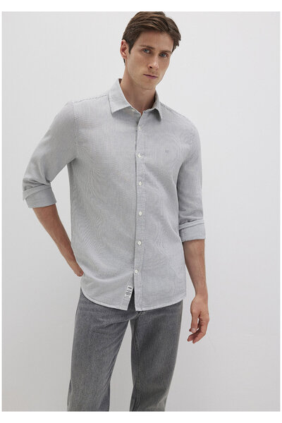 Mavi Çizgili Yeşil Gömlek Slim Fit / Dar Kesim 0211653-90861